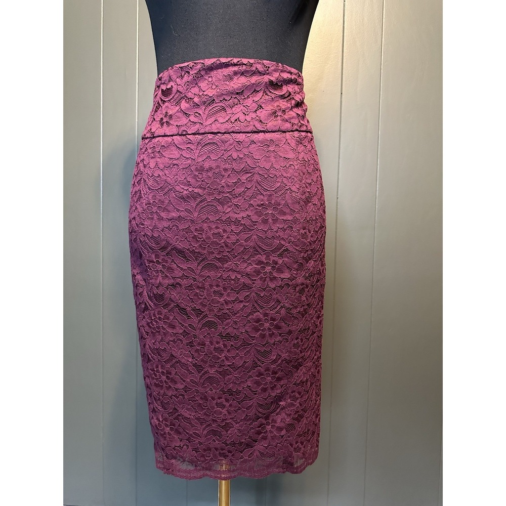 Express Purple Wine Color Lace Knee Length Pencil Skirt Career Office‎ 0